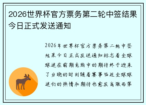2026世界杯官方票务第二轮中签结果今日正式发送通知 2026世界杯官方票务第二轮中签结果今日正式发送通知